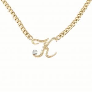 K18YG/PT900 イニシャルK ダイヤモンド ネックレス 0.27CT