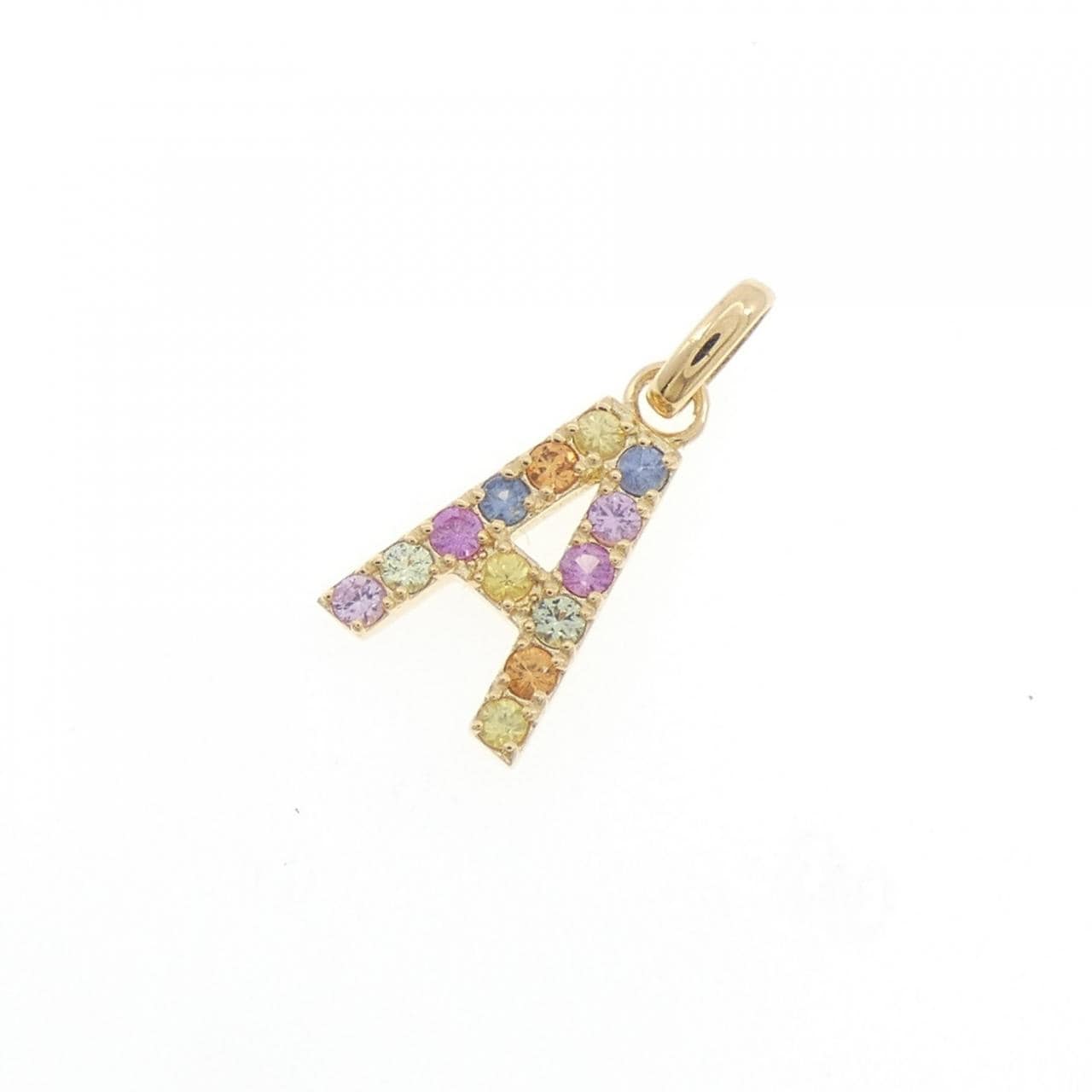 【新品】K18YG イニシャルA サファイヤ ペンダント 0.20CT