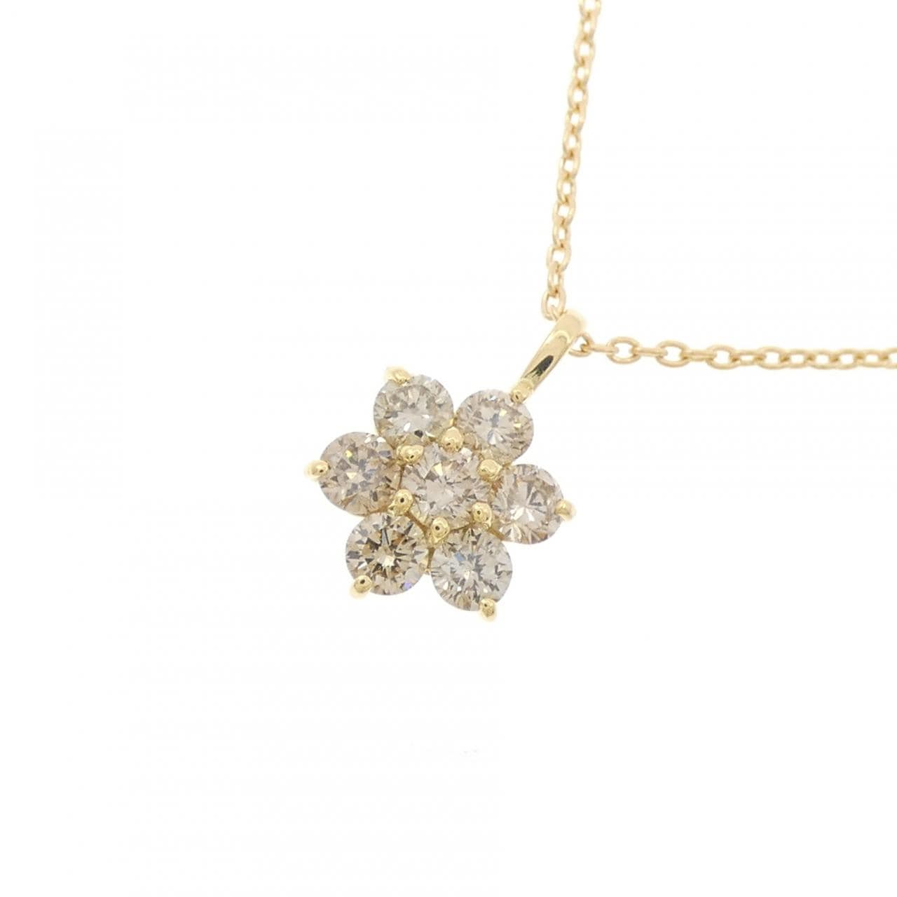 K18YG フラワー ダイヤモンド ネックレス 0.40CT