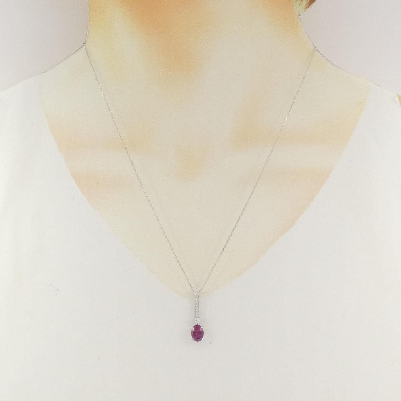 PT900/PT950 ガーネット ネックレス 1.48CT