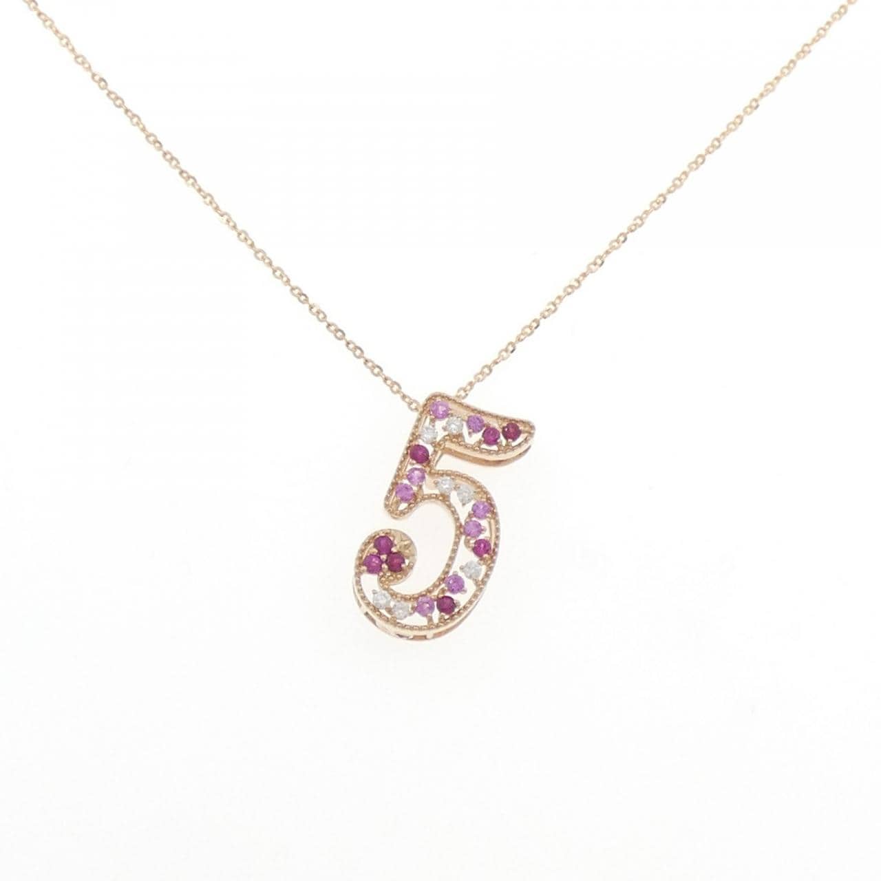 K18PG ナンバー5 カラーストーン ネックレス