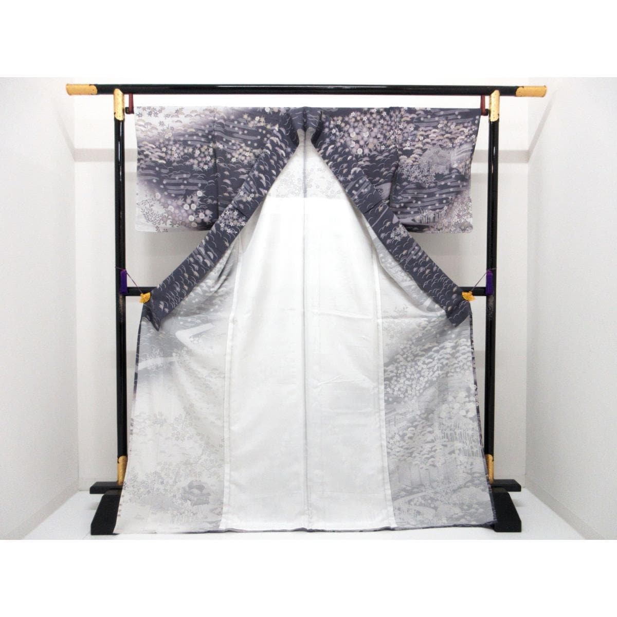 【未使用品】単衣　駒絽訪問着　友禅加工ボカシ染