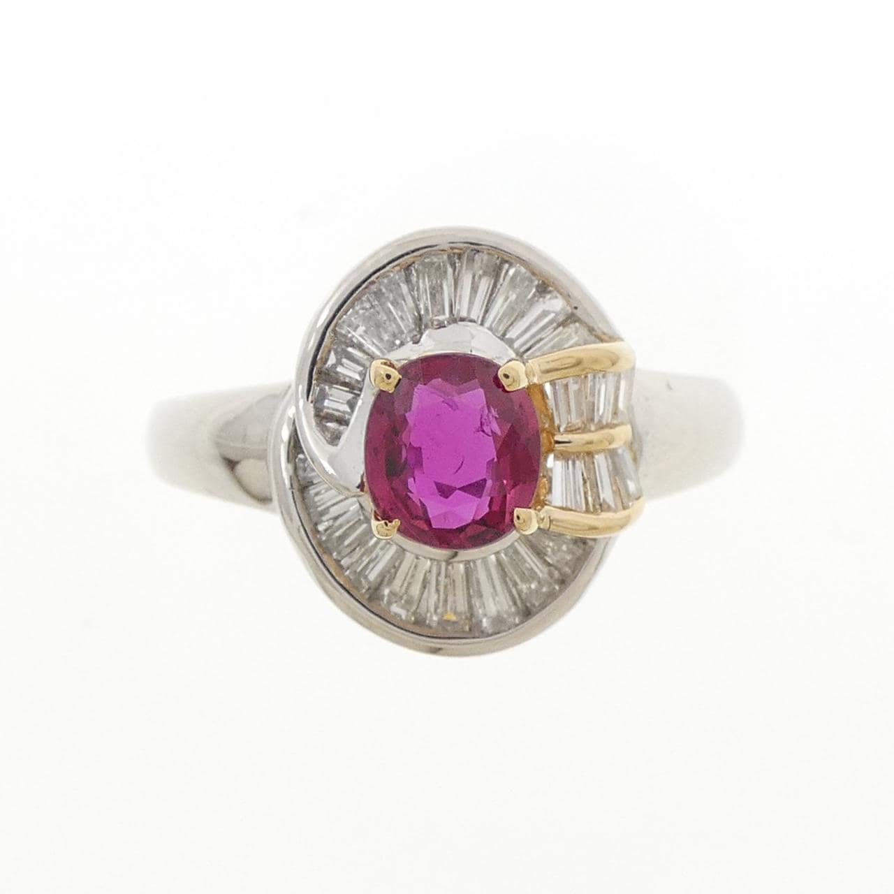 PT900/K18YG ルビー リング 0.63CT