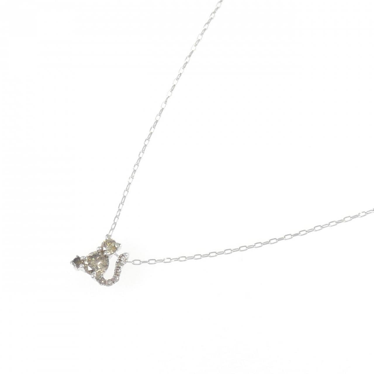 K18WG キャット ダイヤモンド ネックレス 0.50CT