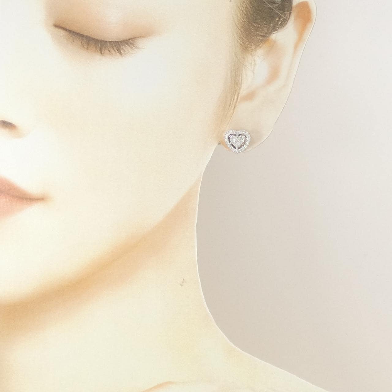 K18WG ハート ダイヤモンド ピアス
