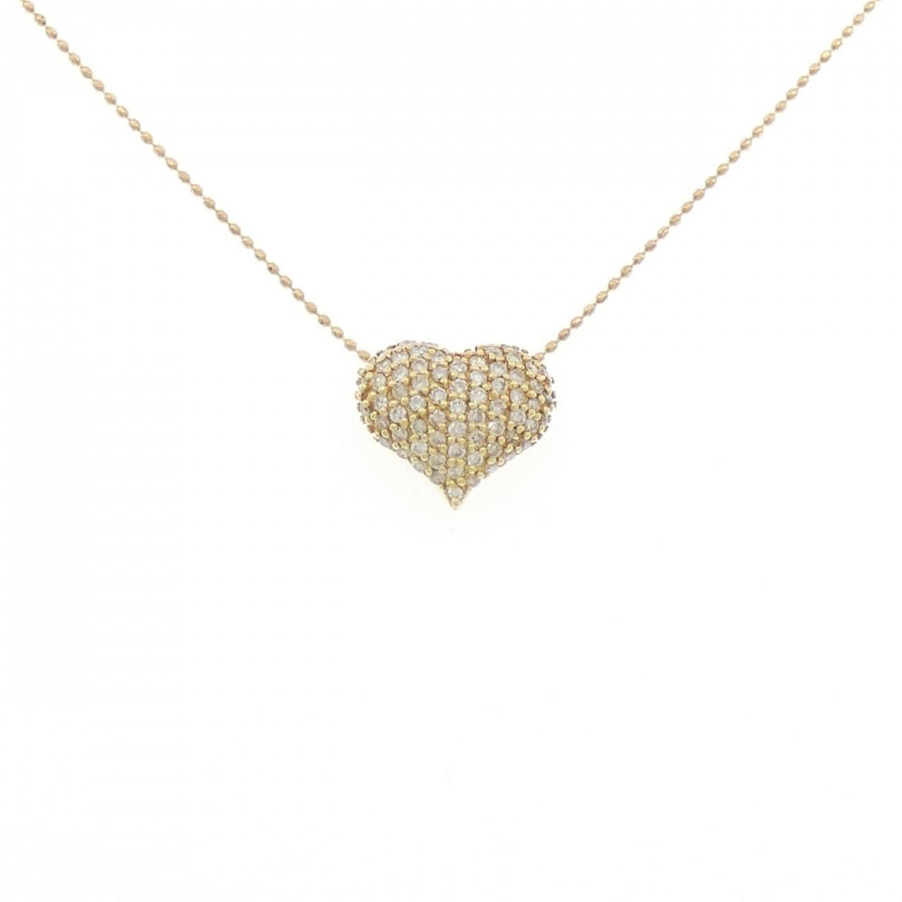 K18YG パヴェ ハート ダイヤモンド ネックレス 0.50CT