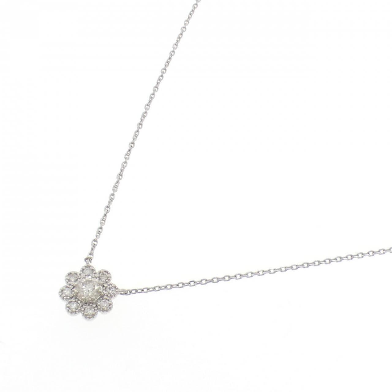 PT900/PT850 フラワー ダイヤモンド ネックレス 0.20CT