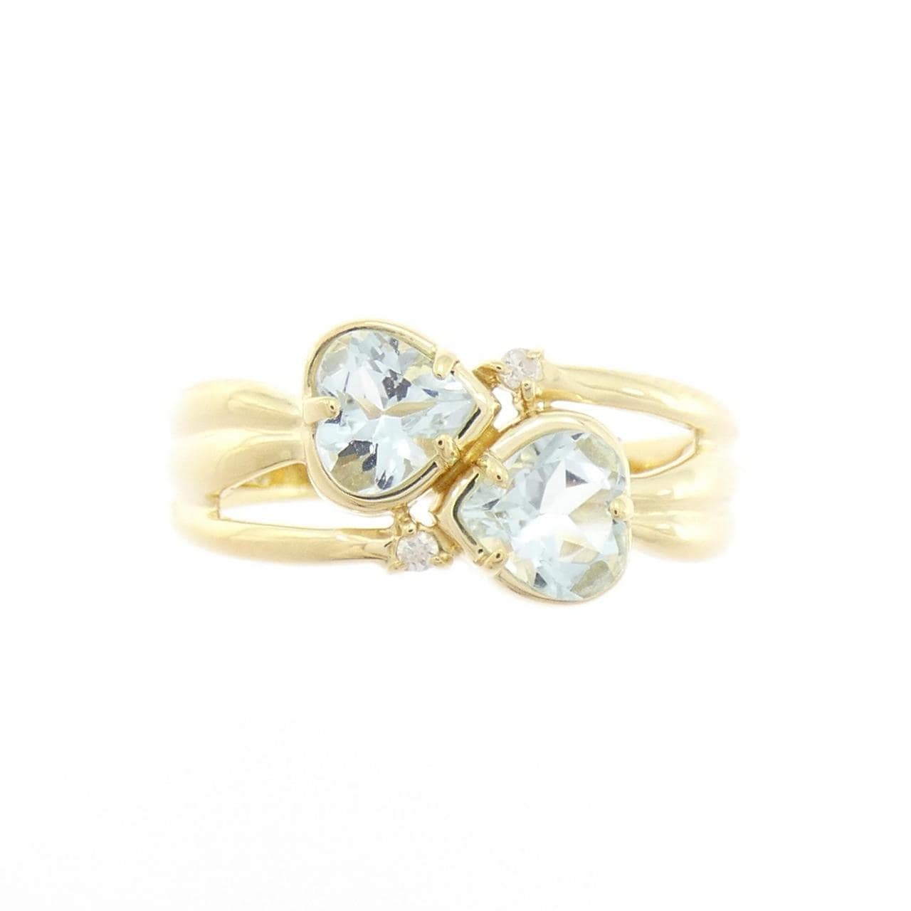 K18YG ハート アクアマリン リング 0.69CT