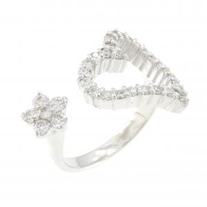 K18WG ハート×フラワー ダイヤモンド リング 0.60CT
