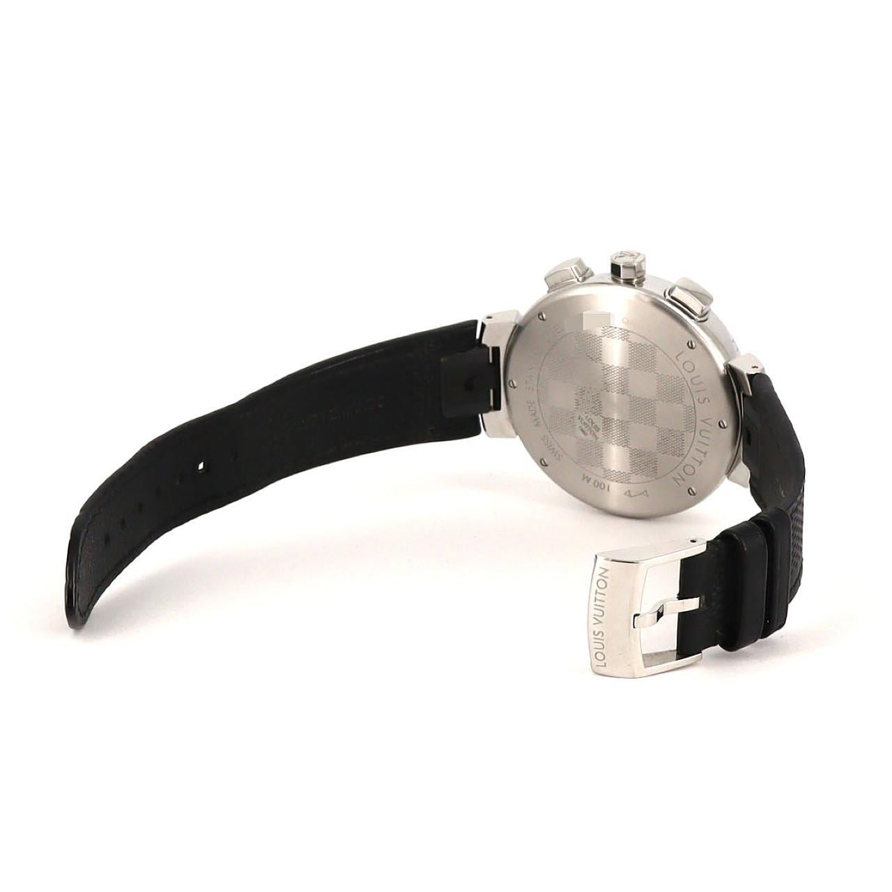 ルイヴィトン タンブールGMダミエグラフィットクロノグラフ QA094 SS クォーツ