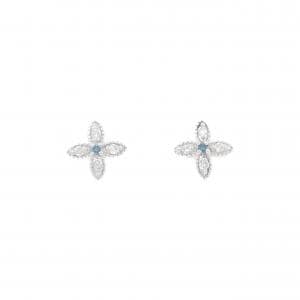 K18WG フラワー ダイヤモンド ピアス 0.1CT