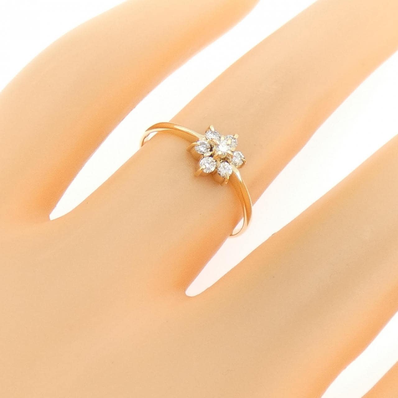 K18YG フラワー ダイヤモンド リング 0.16CT