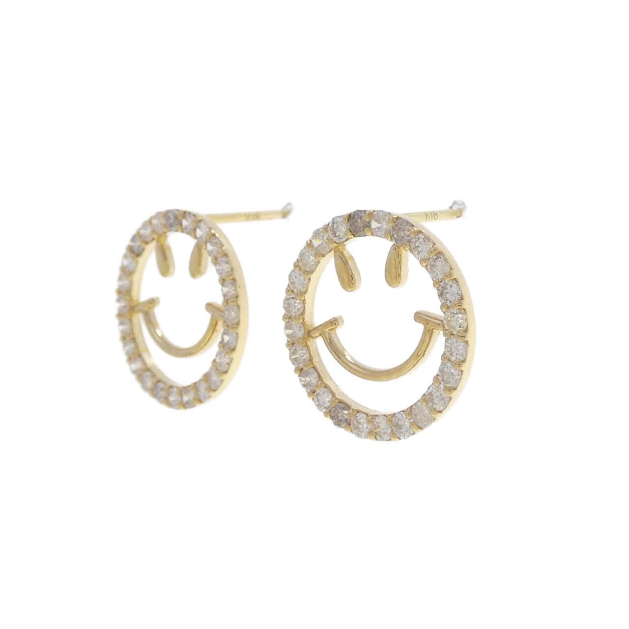 K18YG スマイル ダイヤモンド ピアス 0.60CT