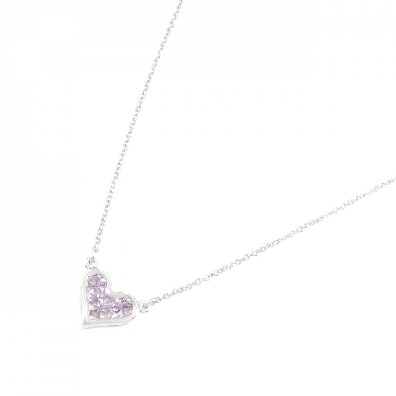 K10WG ハート サファイヤ ネックレス 0.26CT
