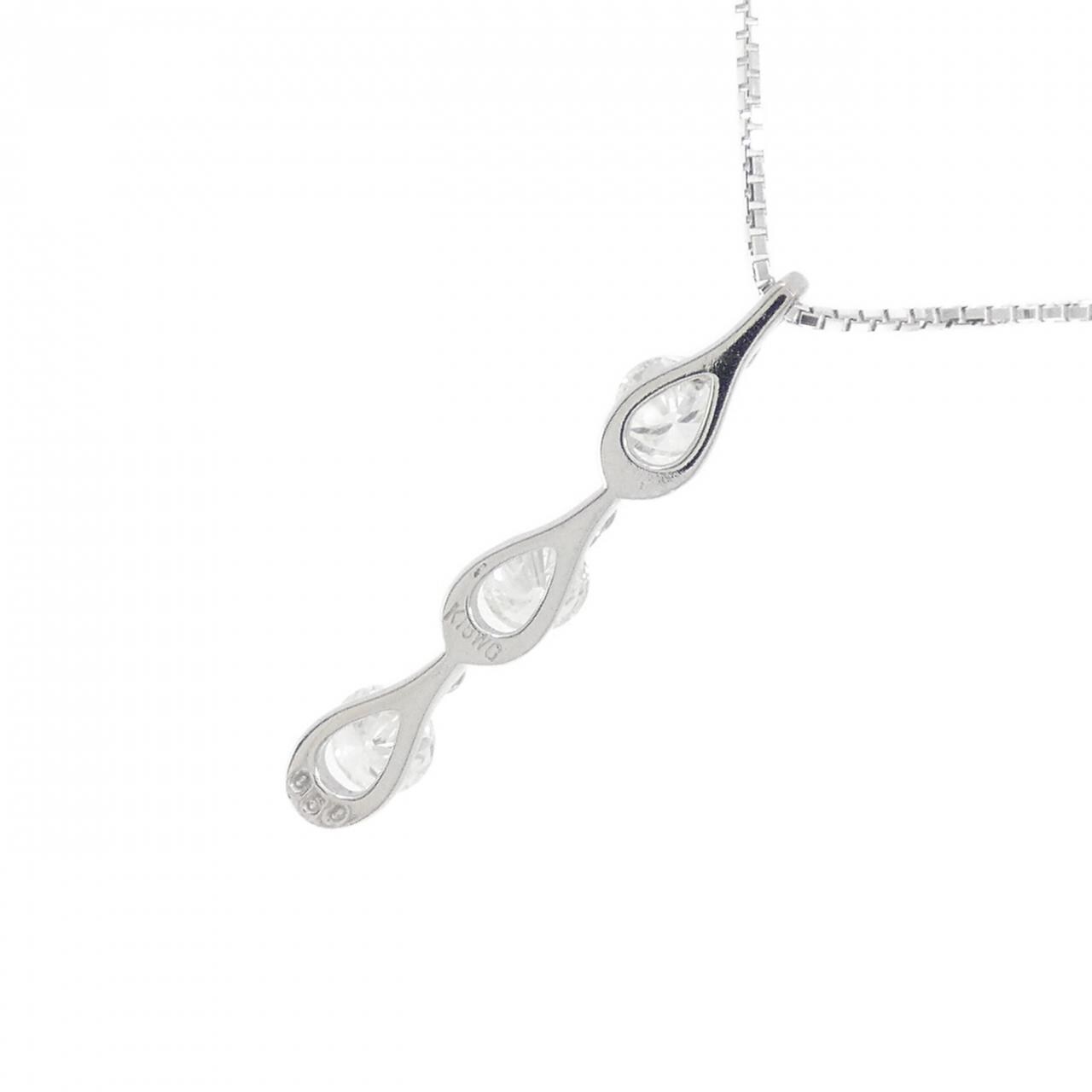 K18WG スリーストーン ダイヤモンド ネックレス 0.50CT