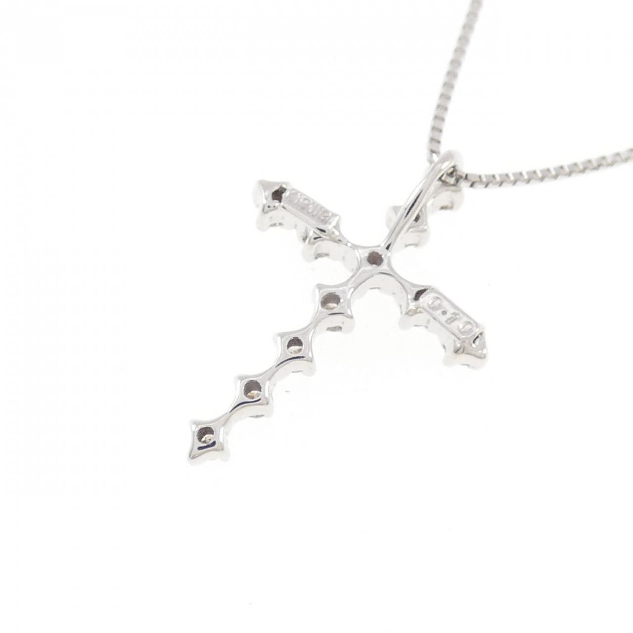 K18WG クロス ダイヤモンド ネックレス 0.10CT