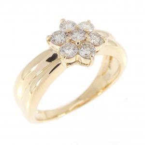 K18YG フラワー ダイヤモンド リング 0.50CT