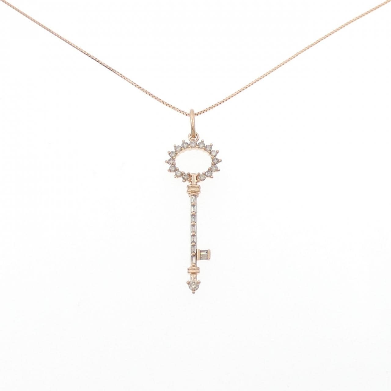 K18PG キー ダイヤモンド ネックレス 0.40CT