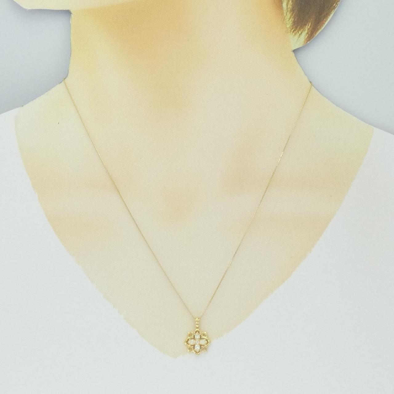 【新品】K18YG フラワー ダイヤモンド ネックレス 0.18CT