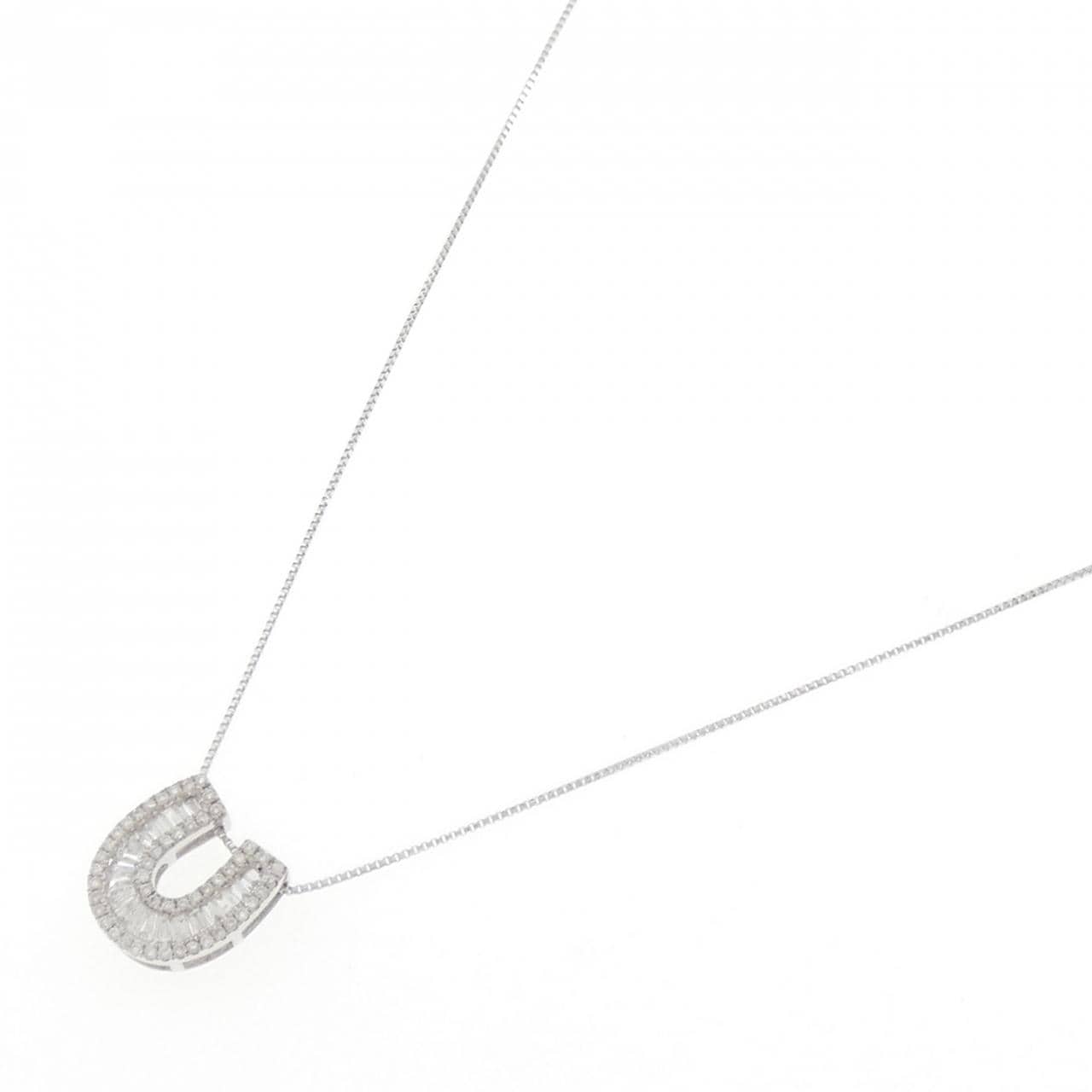 K18WG ホースシュー ダイヤモンド ネックレス 0.40CT