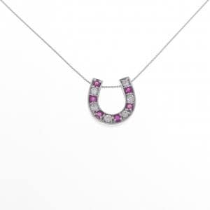 K18WG ホースシュー ルビー ネックレス