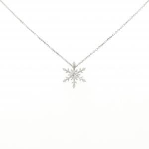 K18WG スノーフレーク ダイヤモンド ネックレス 0.18CT