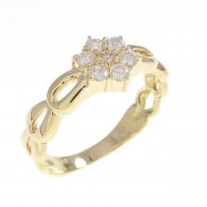 K18YG フラワー ダイヤモンド リング 0.30CT