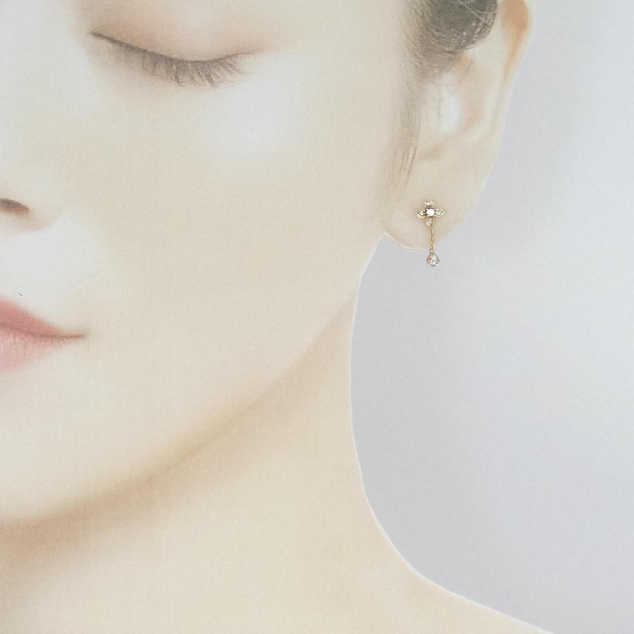 K18PG フラワー ダイヤモンド ピアス 0.24CT