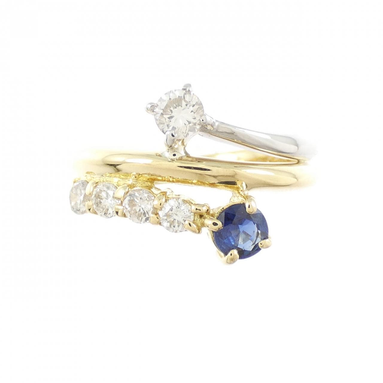 K18YG/PT900 サファイヤ リング 0.26CT