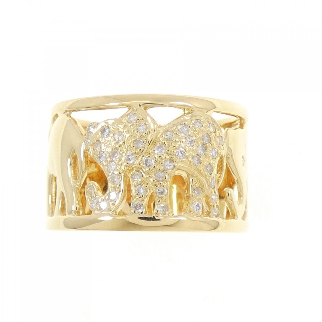 K18YG Elephant Diamond Ring 0.28CT
