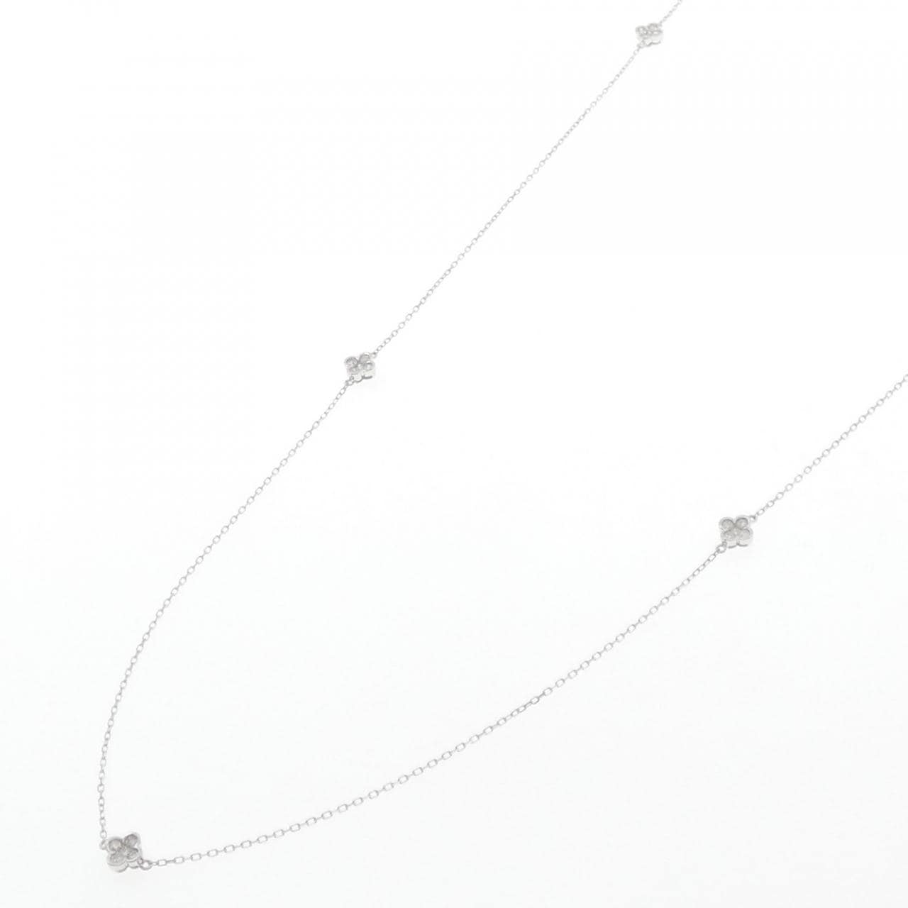 K18WG flower Diamond necklace 0.50CT