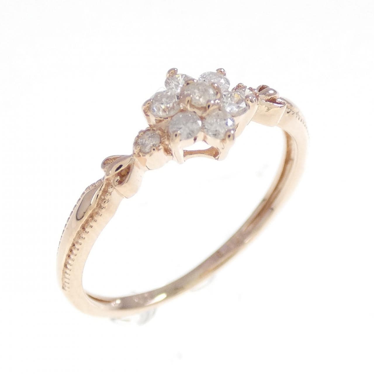 K10PG フラワー ダイヤモンド リング 0.15CT