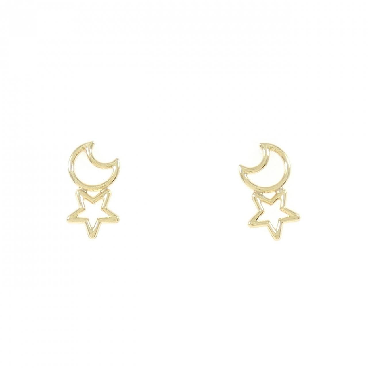 [BRAND NEW] K18YG Moon x Star Earrings