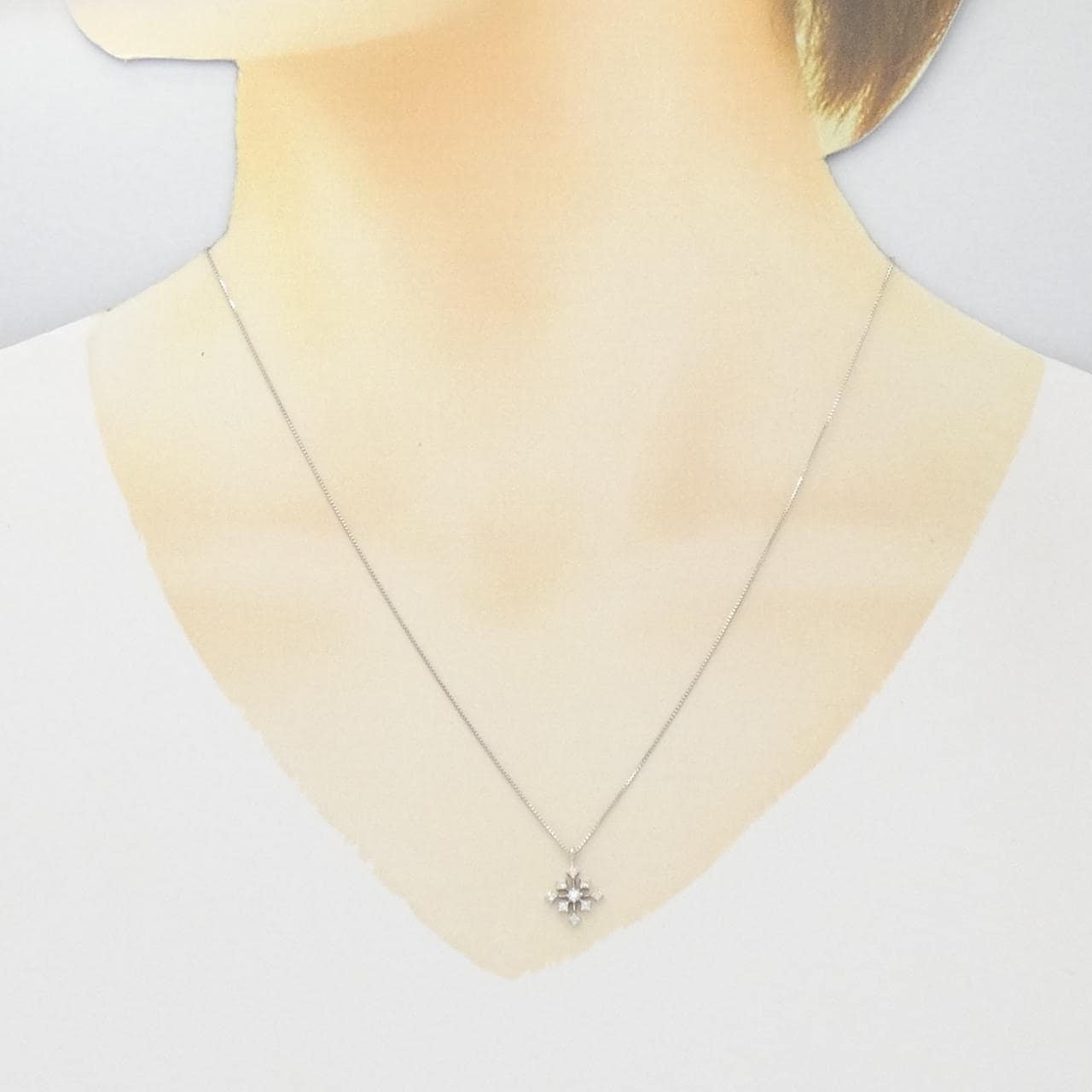 K18WG ダイヤモンド ネックレス 0.10CT