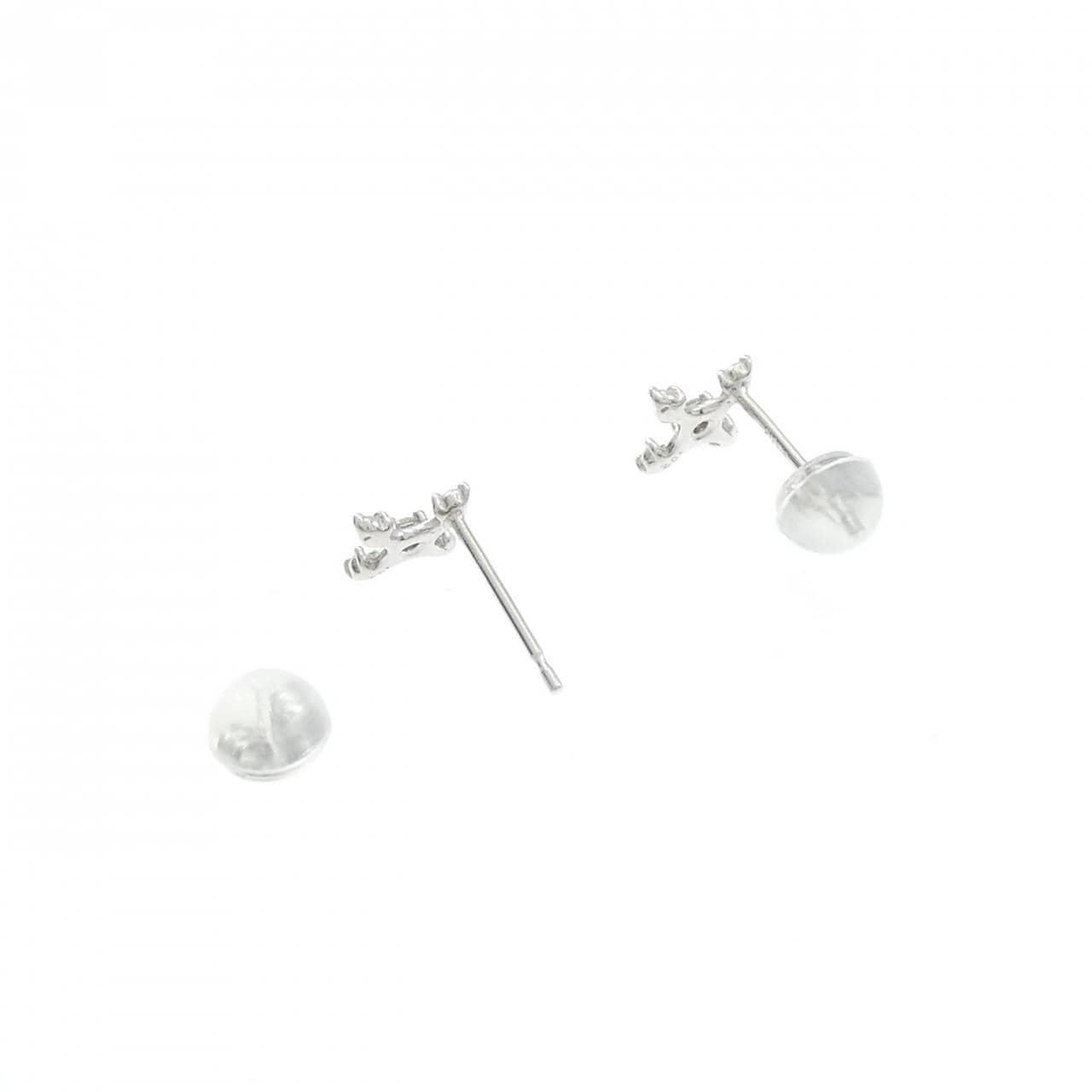 K18WG クロス ダイヤモンド ピアス 0.04CT