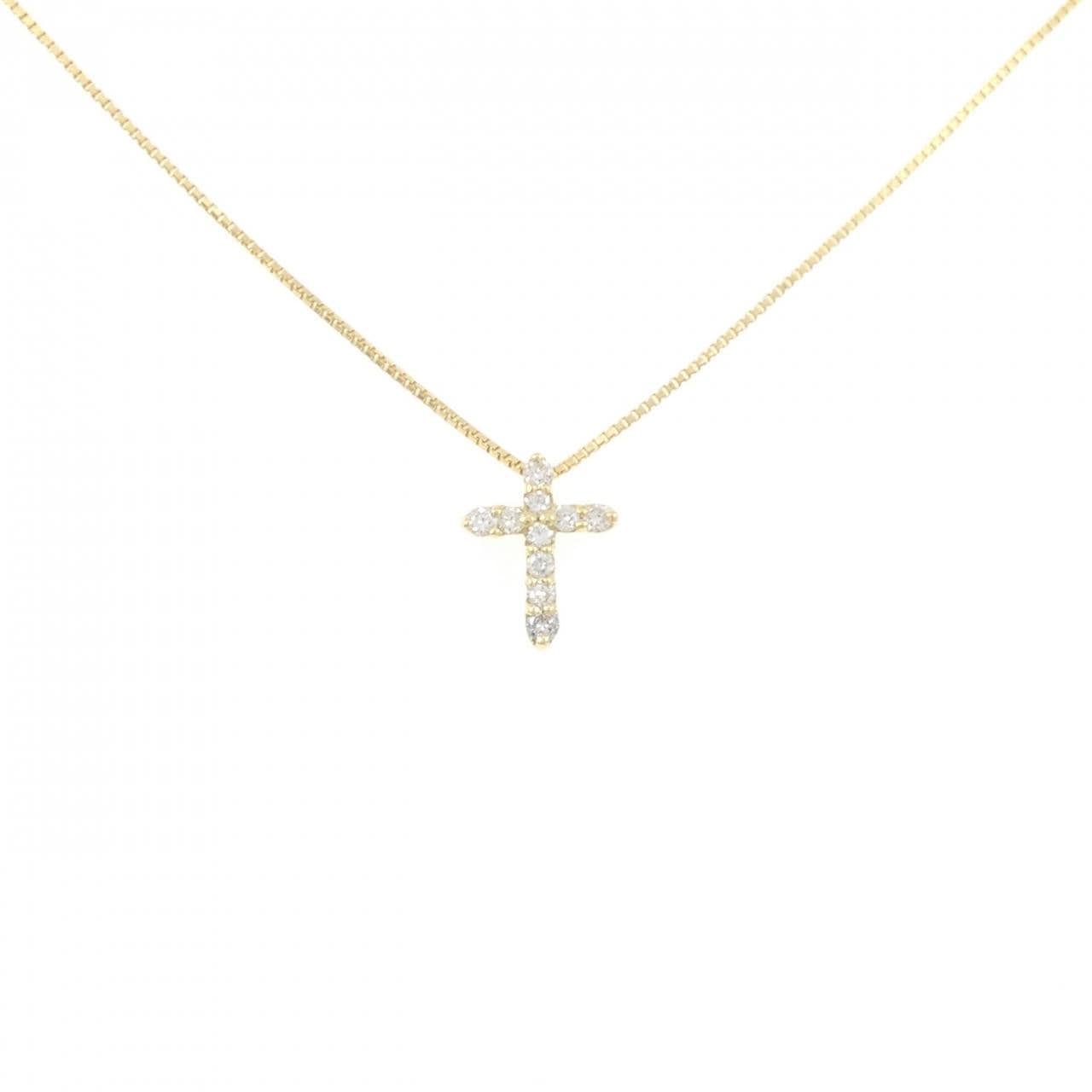 K18YG クロス ダイヤモンド ネックレス 0.20CT