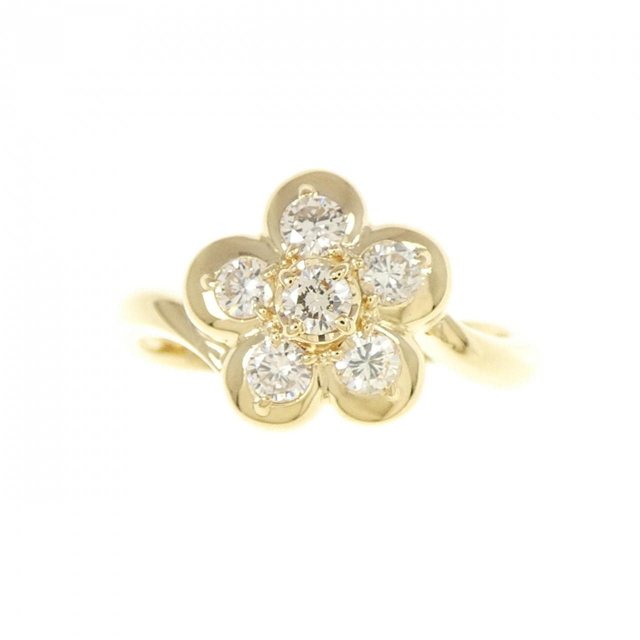 K18YG フラワー ダイヤモンド リング 0.30CT