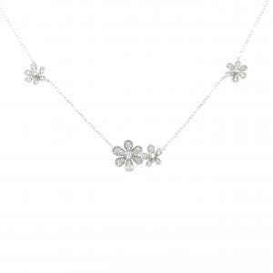 K18WG フラワー ダイヤモンド ネックレス 0.37CT