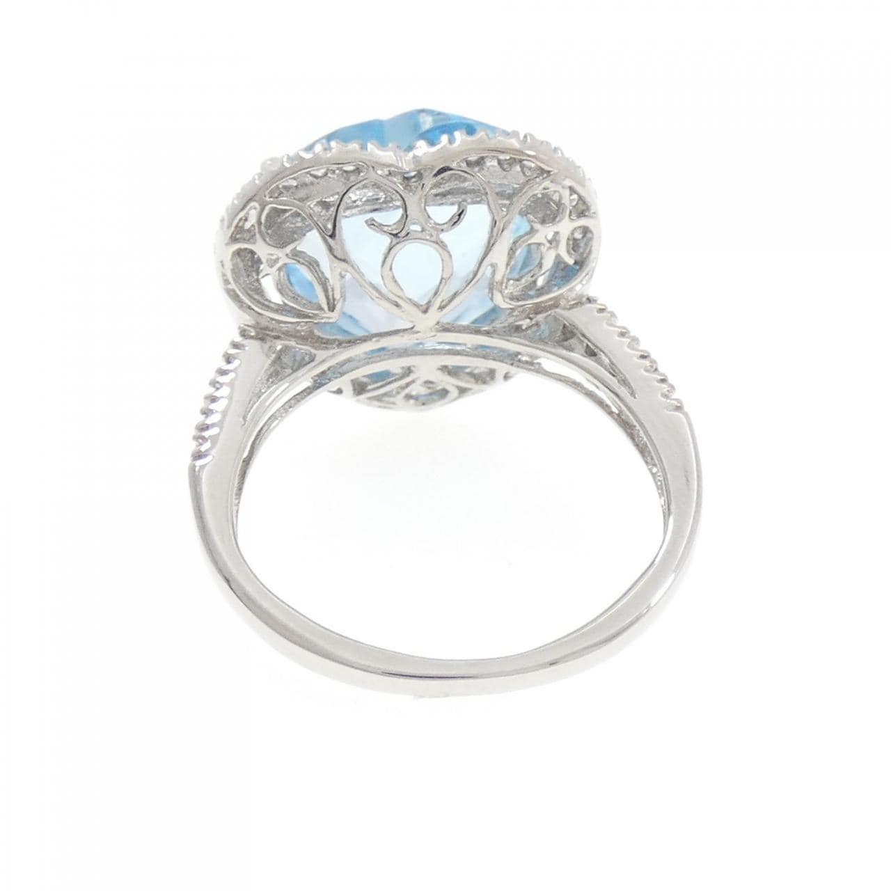 K18WG ハート ブルートパーズ リング 10.04CT