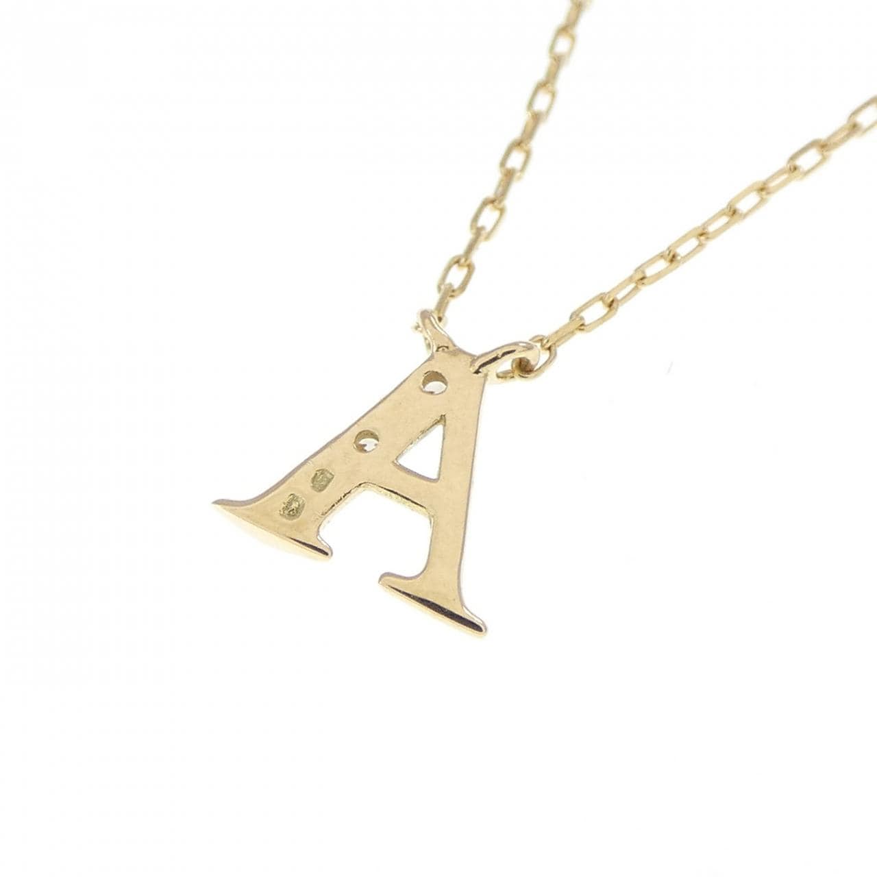 K18YG イニシャルA ダイヤモンド ネックレス