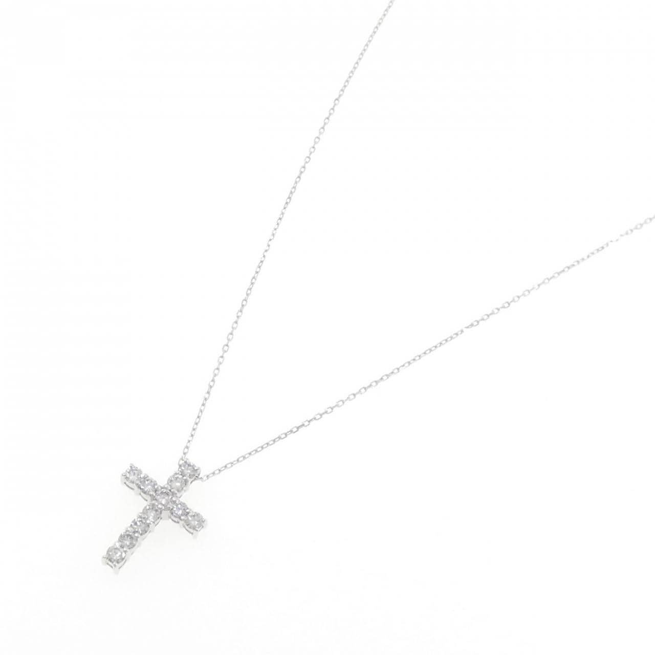 K18WG クロス ダイヤモンド ネックレス 0.435CT