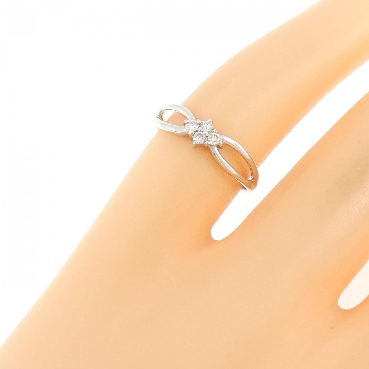 K18WG ダイヤモンド ピンキーリング 0.06CT
