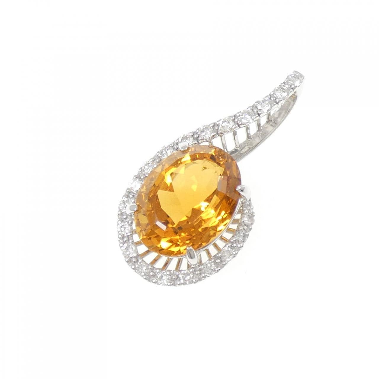 K18WG シトリン ペンダント 4.44CT