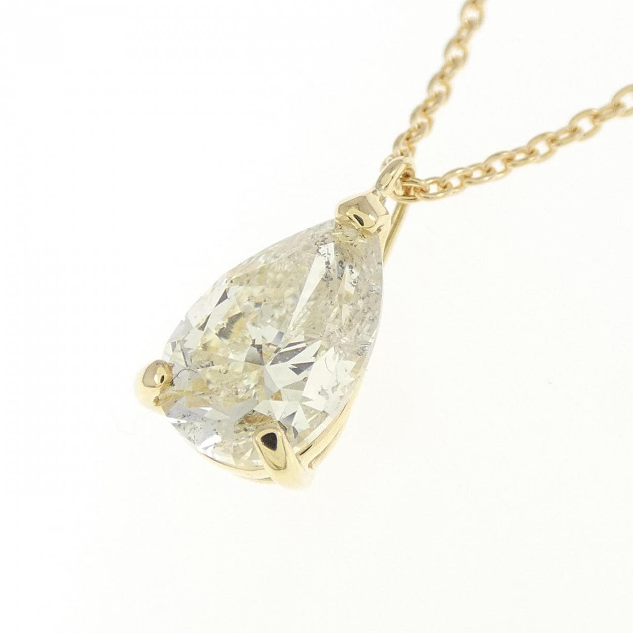 K18YG Diamond Necklace 1.208CT VLY I1 Pear Shape