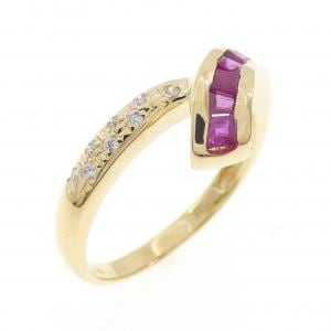 K18YG ルビー リング 0.85CT