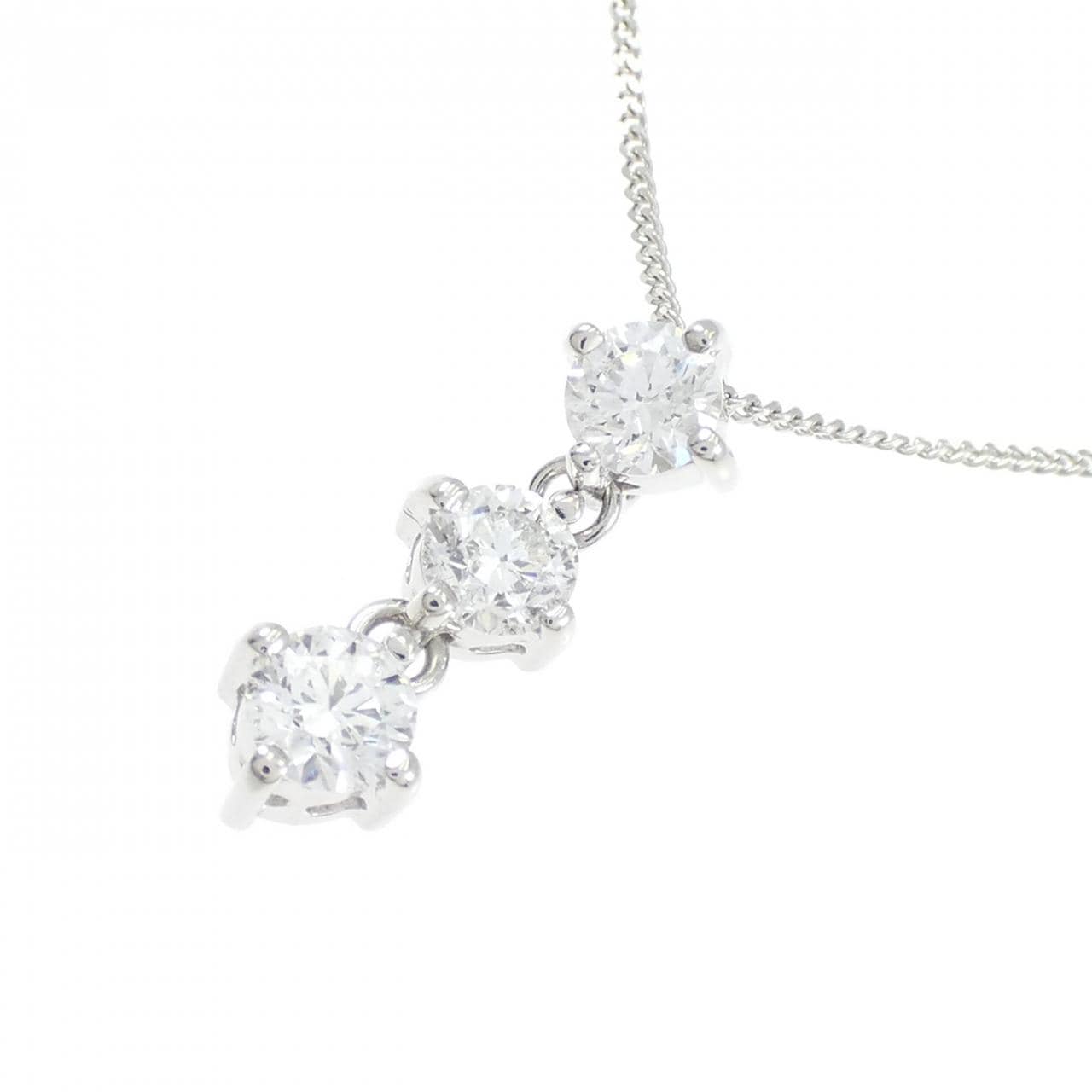PT900/PT850 スリーストーン ダイヤモンド ネックレス 1.006CT