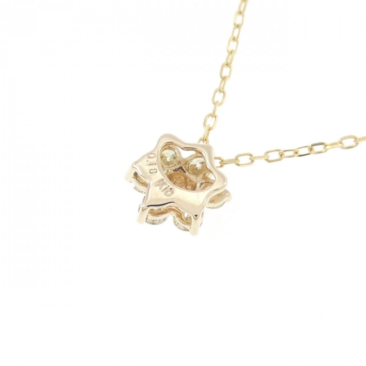 K10YG フラワー ダイヤモンド ネックレス 0.18CT