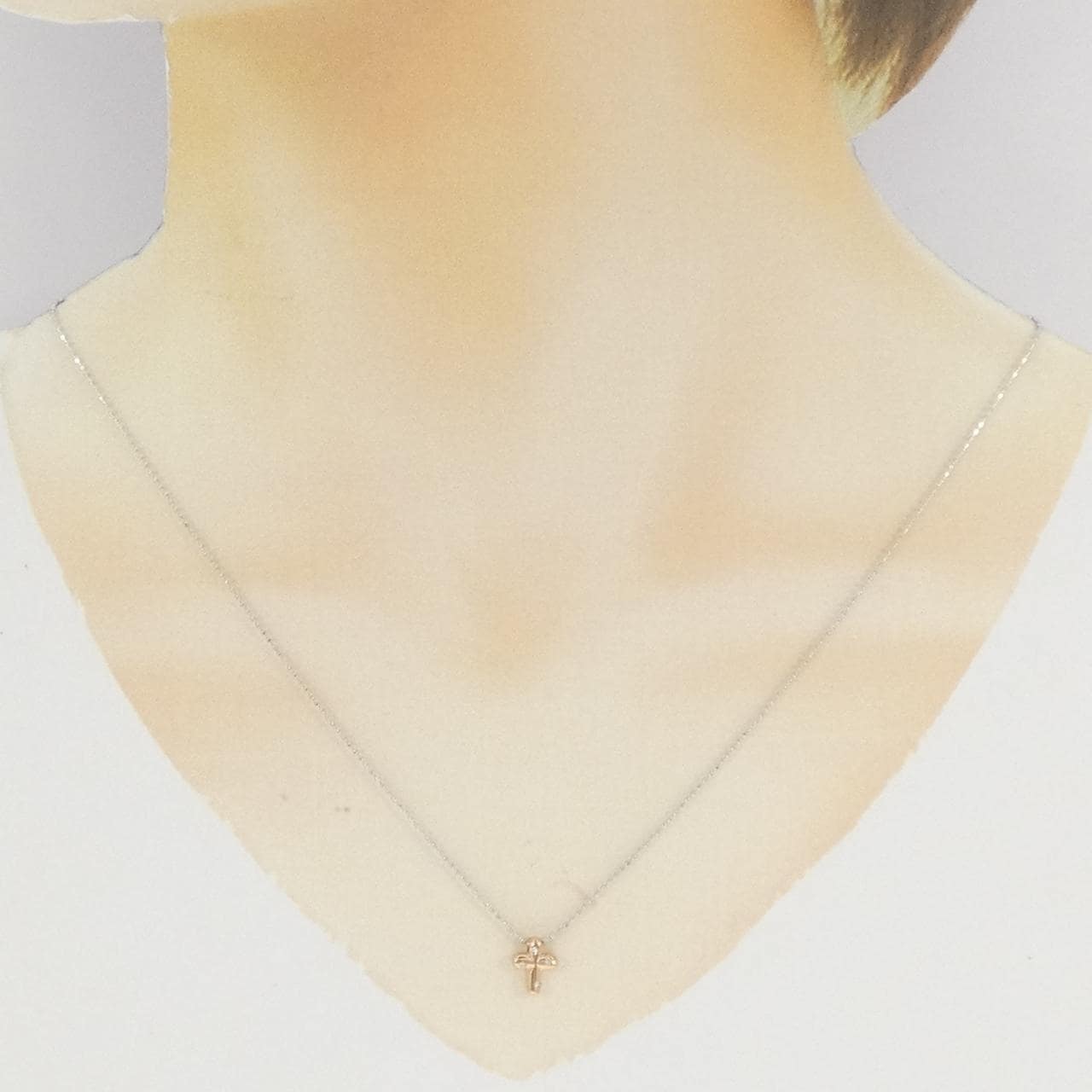 K18PG/K10WG クロス ダイヤモンド ネックレス 0.03CT