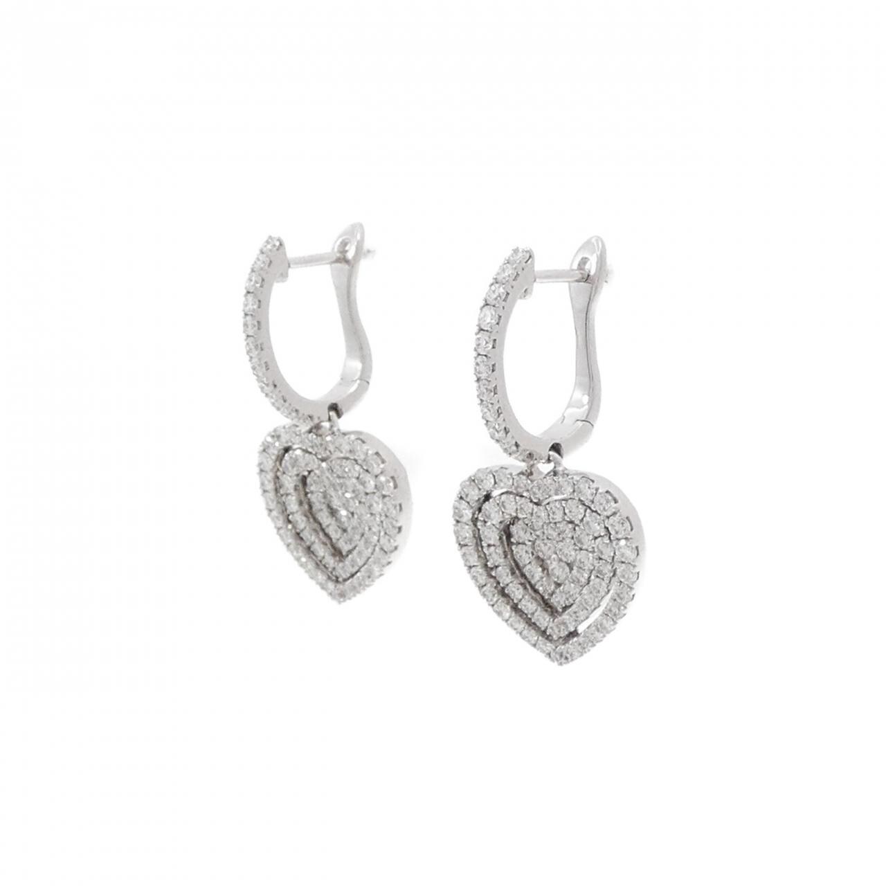 K18WG ハート ダイヤモンド ピアス 1.24CT