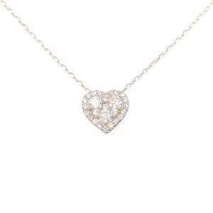 K18PG ハート パヴェ ダイヤモンド ネックレス 0.56CT